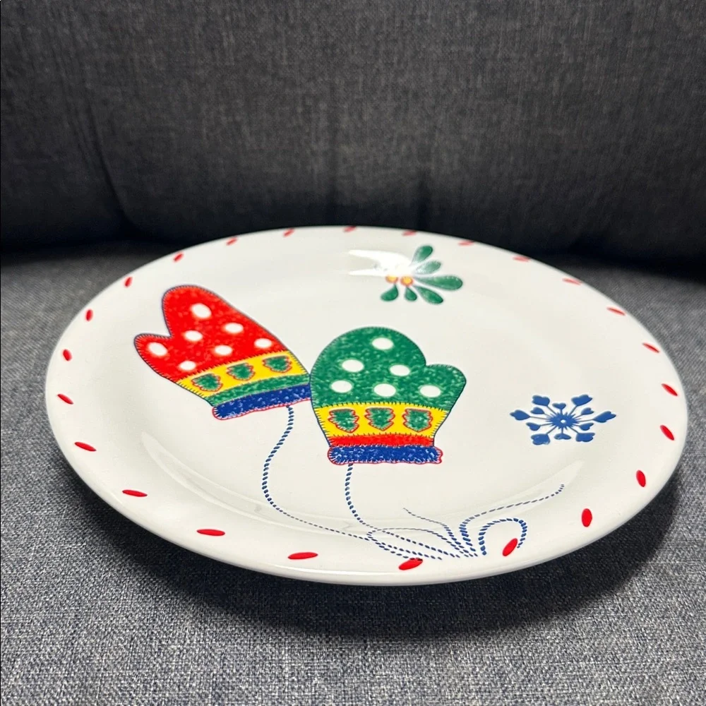 Crate & Barrel Festive Scarves, Mittens and Hats Decorative Christmas Plates